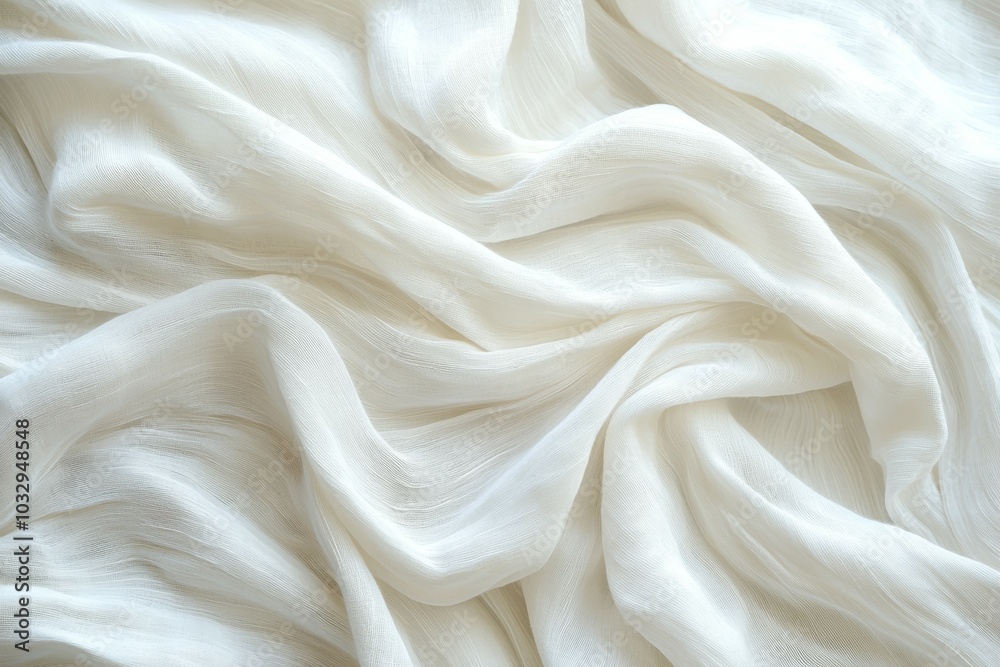 A white fabric with a pattern that resembles a wave