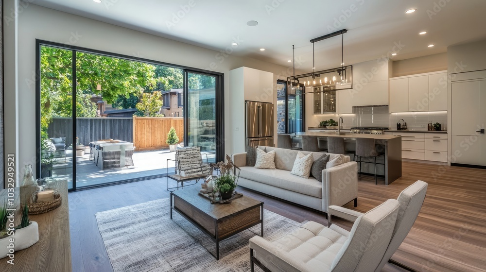 Modern Living Room with Large Windows and Natural Light