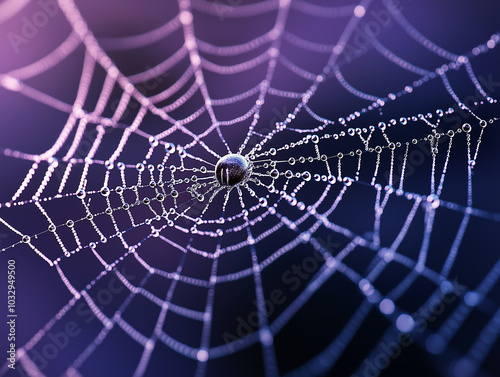 Nature’s Artwork: An Intricate Spider Web with Shimmering Silver Highlights