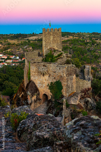 Sortelha Fortress in Portugal at Dusk photo