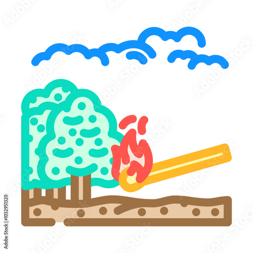 arson forest wildfire disaster color icon vector. arson forest wildfire disaster sign. isolated symbol illustration