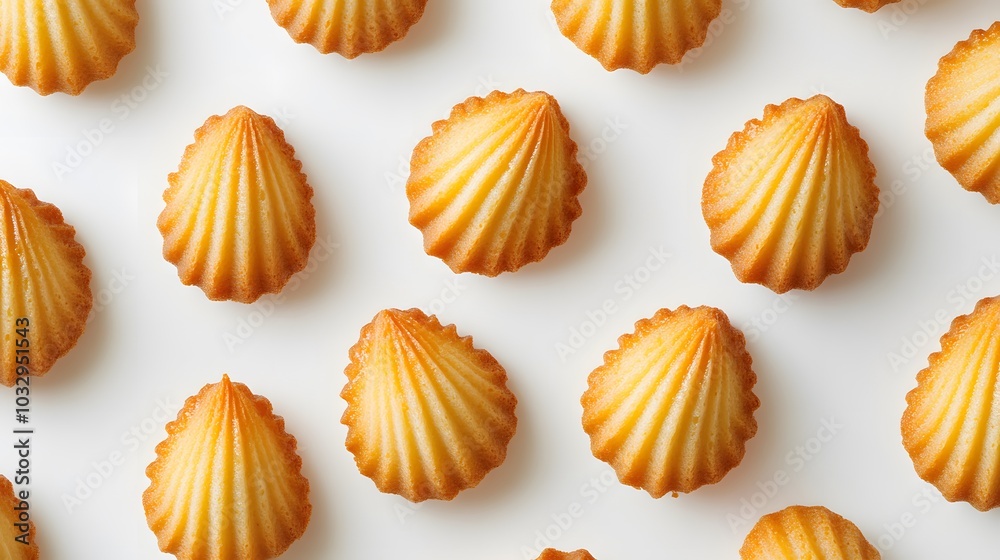closeup of madeleines cake on white background. closeup of madeleines cake on white background.
