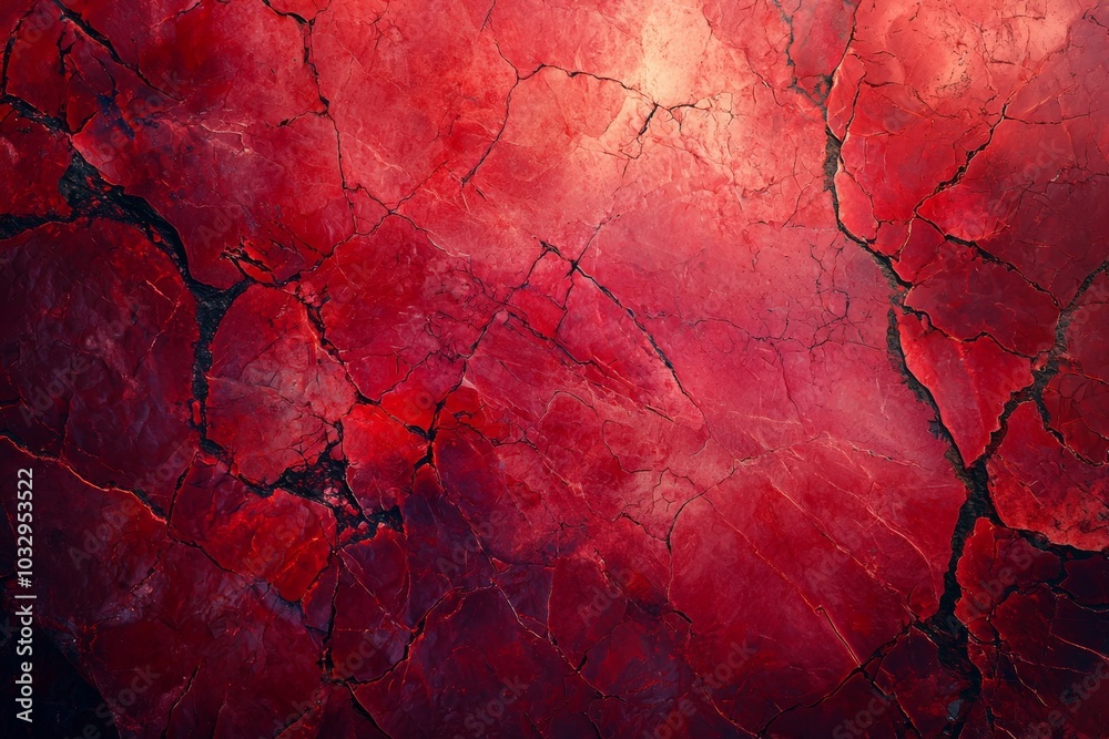 Fototapeta premium A red background with cracks and holes