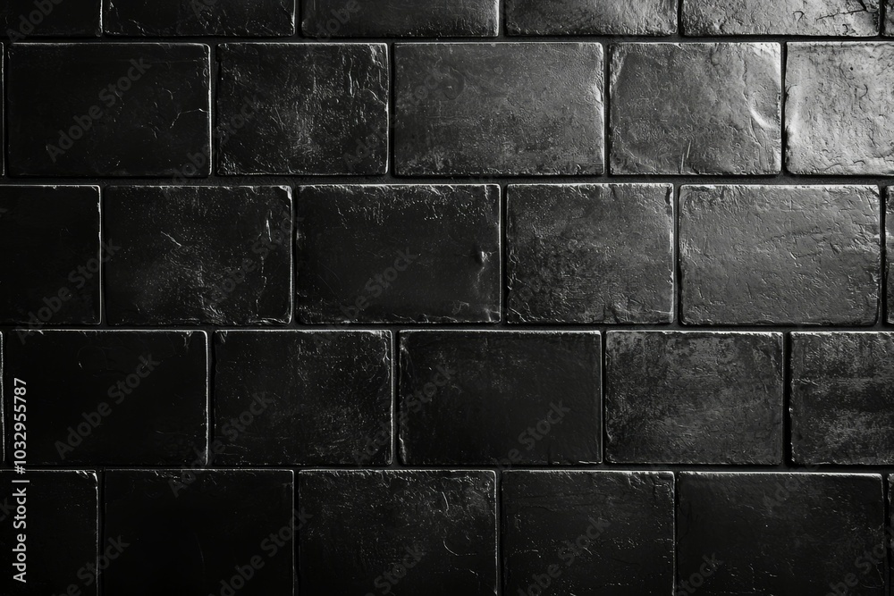 A black brick wall with a rough texture A black brick wall with a rough texture