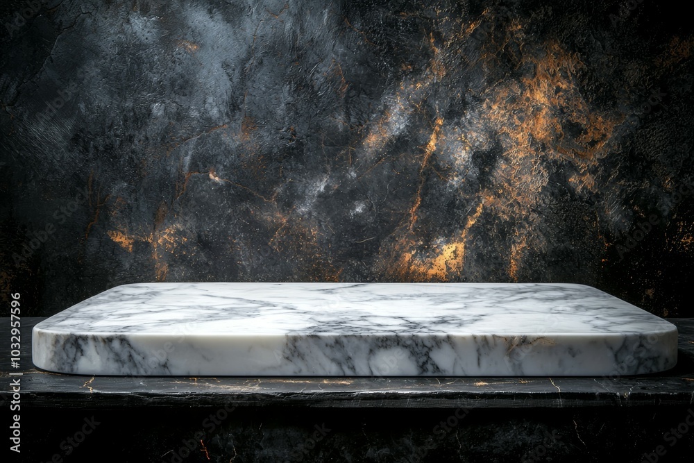 A marble slab with a black background A marble slab with a black background