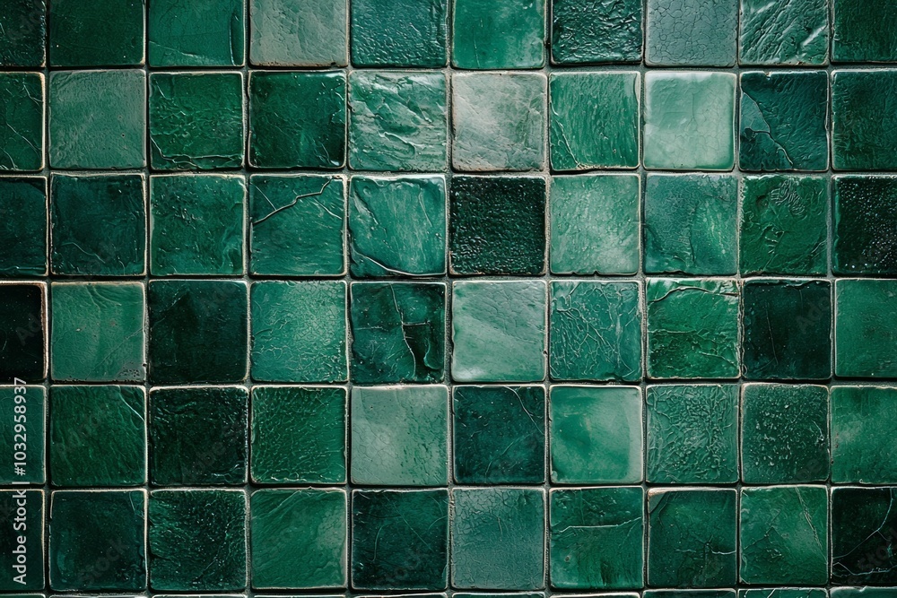 A green tile floor with a pattern of squares A green tile floor with a pattern of squares