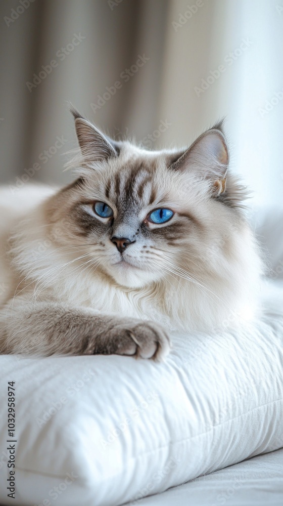 Serenity in Blue: A Ragdoll Cat's Leisurely Afternoon Serenity in Blue: A Ragdoll Cat's Leisurely Afternoon