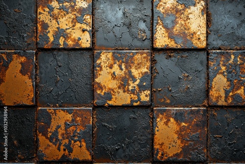 The image is of a wall with a lot of rust and grime on it