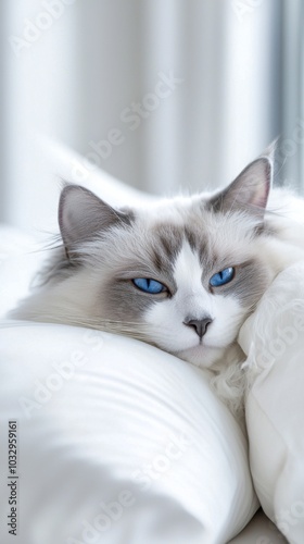 Serenity in Blue: A Ragdoll Cat's Leisurely Afternoon