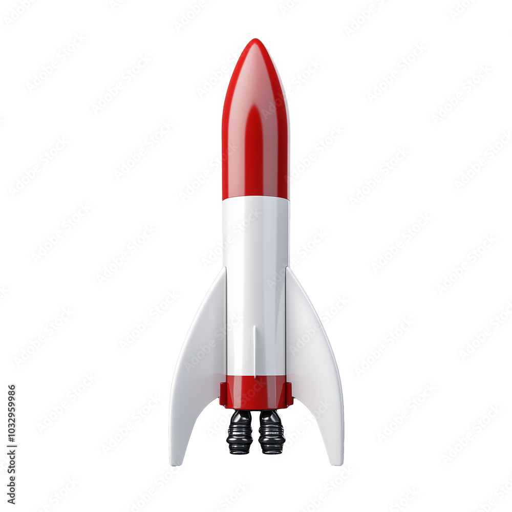 Red and white rocket ship with a transparent background Red and white rocket ship with a transparent background