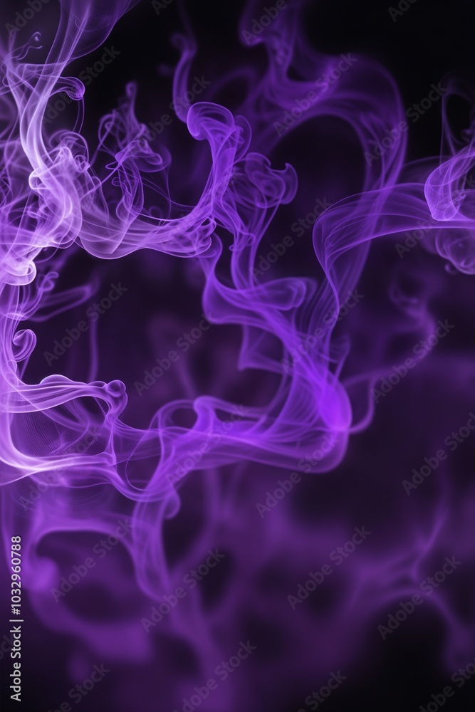 Fototapeta premium Purple smoke swirling on a black background, creating an abstract effect.