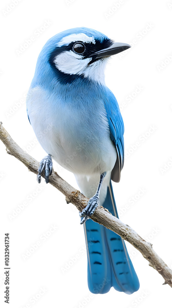 Azure Jay Bird, on Transparent PNG Background, Photo Realistic, Wallpaper, Cover and Screen for Smartphone, PC, Laptop, Transparent PNG