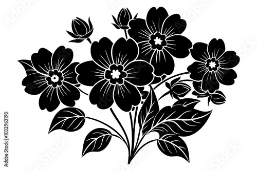 Black silhouette of flowers. Vector illustration