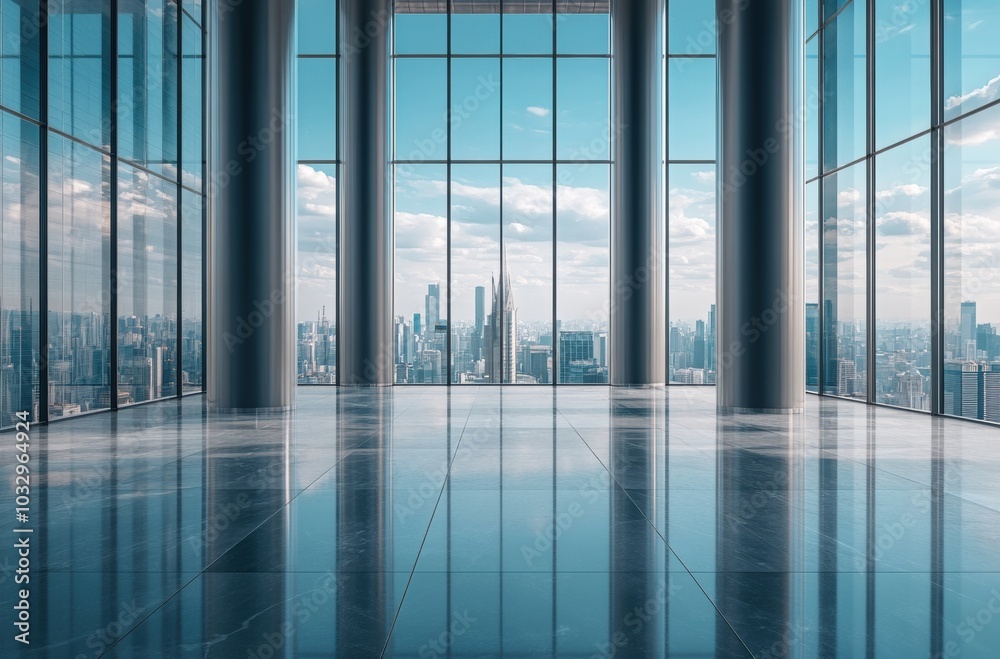 This abstract view of a city skyline, featuring sleek glass high rises illuminated by sky colors, evokes a sense of modernity and urban progress This abstract view of a city skyline, featuring sleek glass high rises illuminated by sky colors, evokes a sense of modernity and urban progress