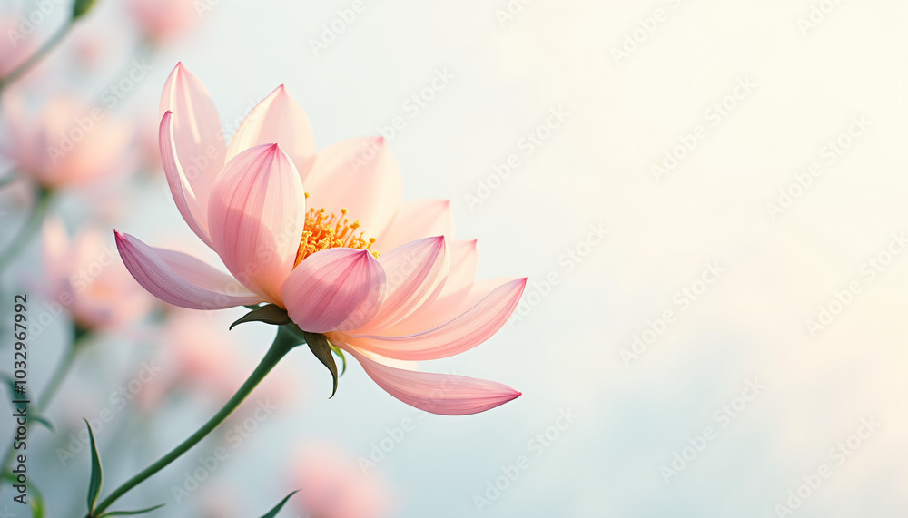 Fototapeta premium Lotus Flower Blooming in Misty Garden