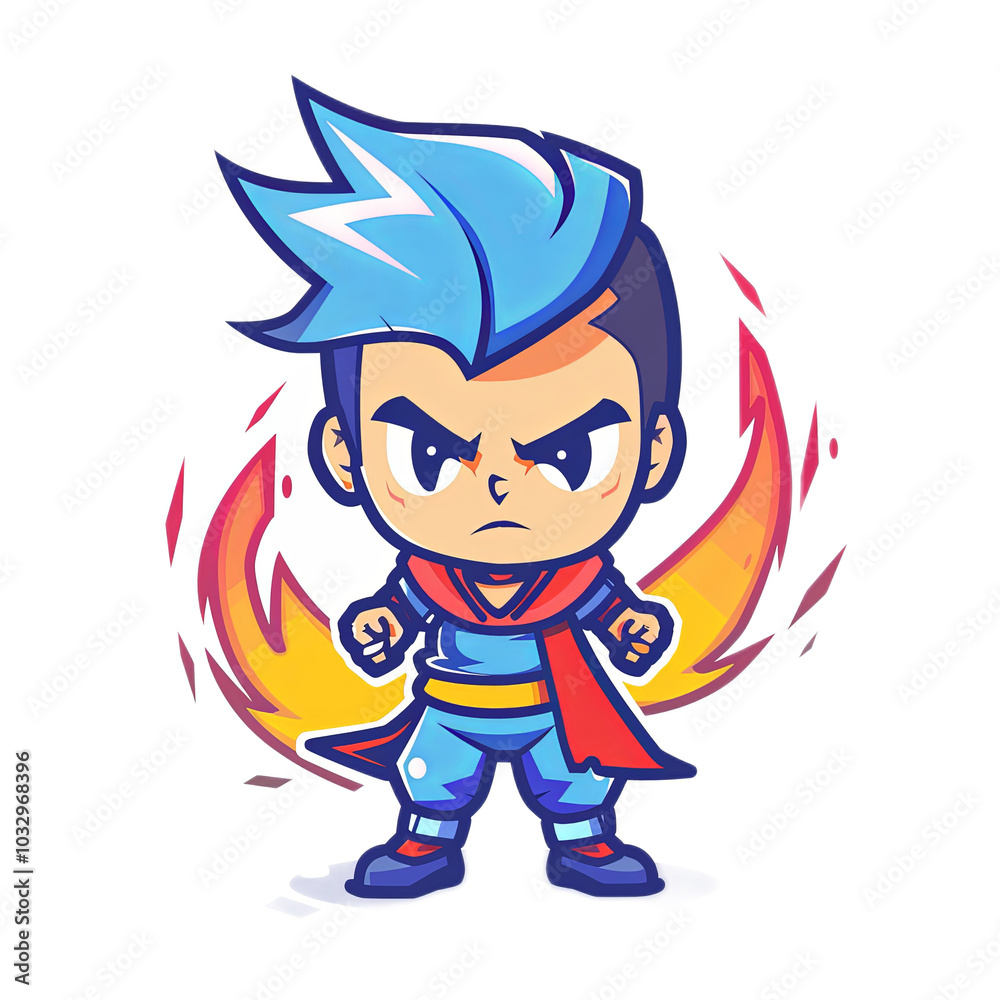 Cartoon Character with Fiery Background Cartoon Character with Fiery Background