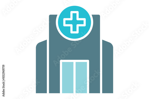Hospital icon. solid icon style. icon related to medical. health elements vector illustration