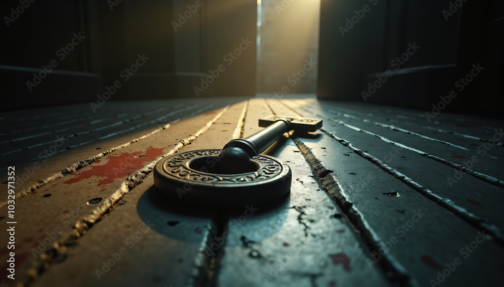 Fototapeta premium Close-Up of a Manhole Cover with Dramatic Lighting
