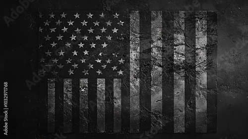 distressed american flag black and white vertical line
