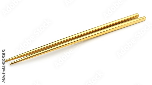 Gold Chopsticks isolated on white background. 