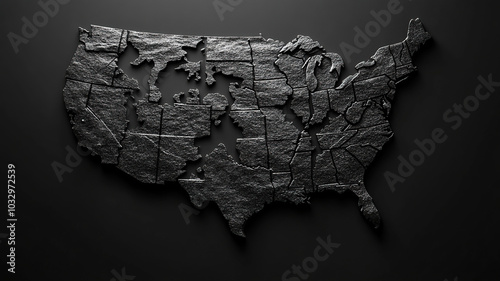 USA map grey color on dark background
