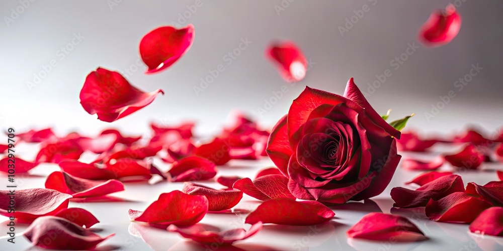 Realistic Flying Red Rose Petals in Low Light - Elegant Floral Background for Romantic Themes, Weddings, and Nature Photography Realistic Flying Red Rose Petals in Low Light - Elegant Floral Background for Romantic Themes, Weddings, and Nature Photography