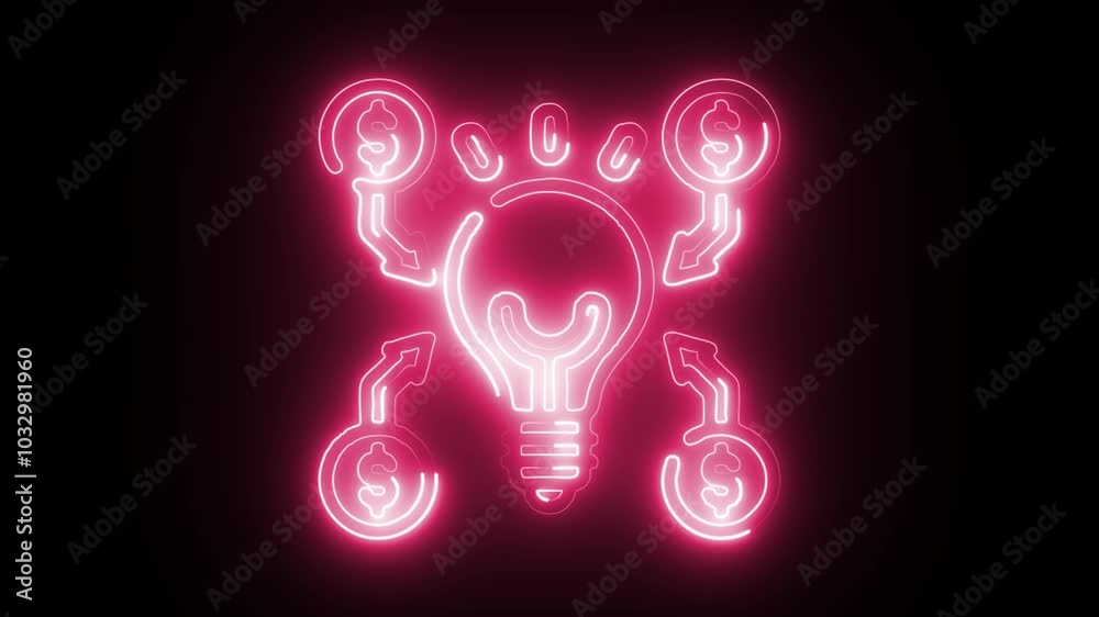 glowing neon crowdfunding icon isolated on black background. HD video motion graphic animation