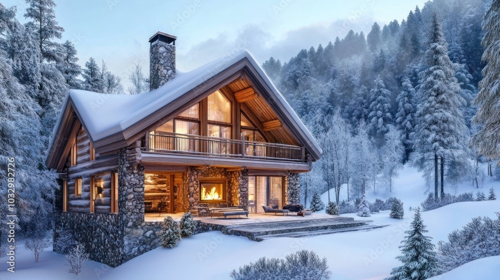 Cozy Log Cabin Nestled in a Snowy Winter Wonderland Cozy Log Cabin Nestled in a Snowy Winter Wonderland