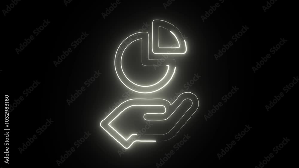 glowing neon handle with care icon isolated on black background. HD video motion graphic animation. glowing neon handle with care icon isolated on black background. HD video motion graphic animation.