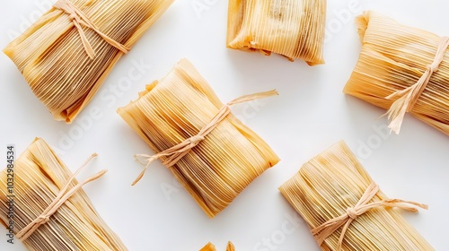 Wallpaper Mural Homemade Wrapped Tamales Isolated on a White Background.  Torontodigital.ca