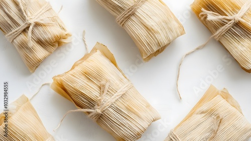 Wallpaper Mural Homemade Wrapped Tamales Isolated on a White Background.  Torontodigital.ca