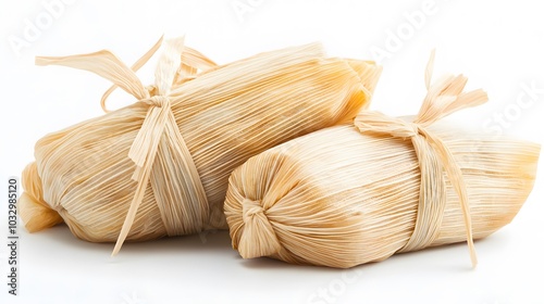 Wallpaper Mural Homemade Wrapped Tamales Isolated on a White Background.  Torontodigital.ca