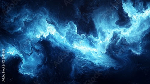 Ethereal blue swirls a stunning display of cosmic energy and fluid motion in deep space imagery