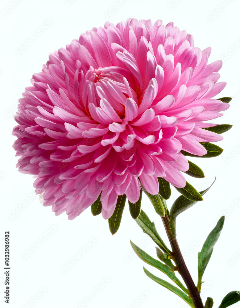 Beautiful pink aster flower branch on white Beautiful pink aster flower branch on white