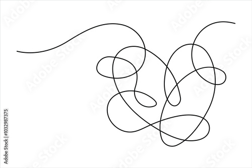 Continuous single line drawing heart valentine's day love isolated hand drawn vector illustration