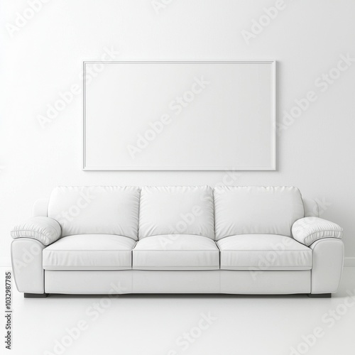 Cozy Bright White Living Room with Sofa