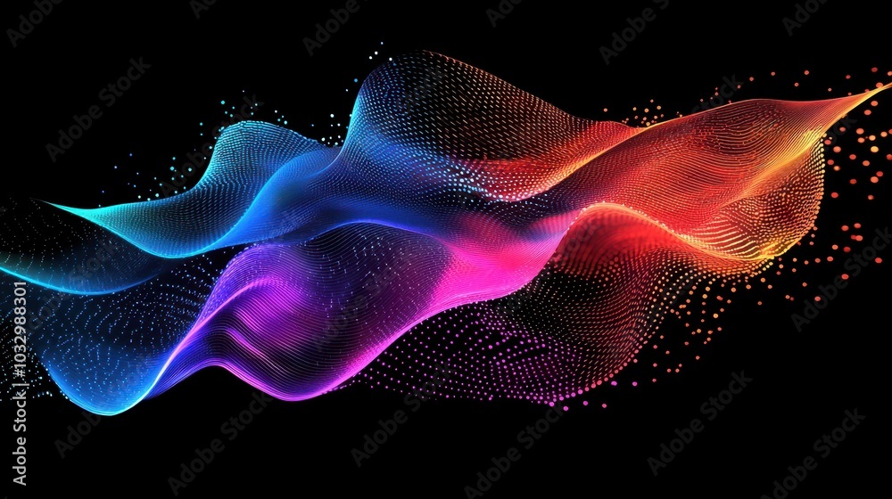 Fototapeta premium Vibrant Holographic Wave of Particles