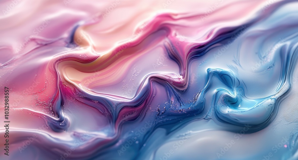 Abstract Swirls of Pink, Purple, and Blue Paint