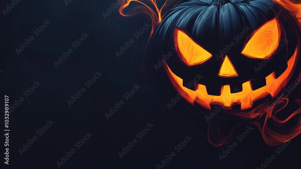 Fototapeta premium Spooky Abstract Halloween Pumpkin Jack O Lantern Glowing Background