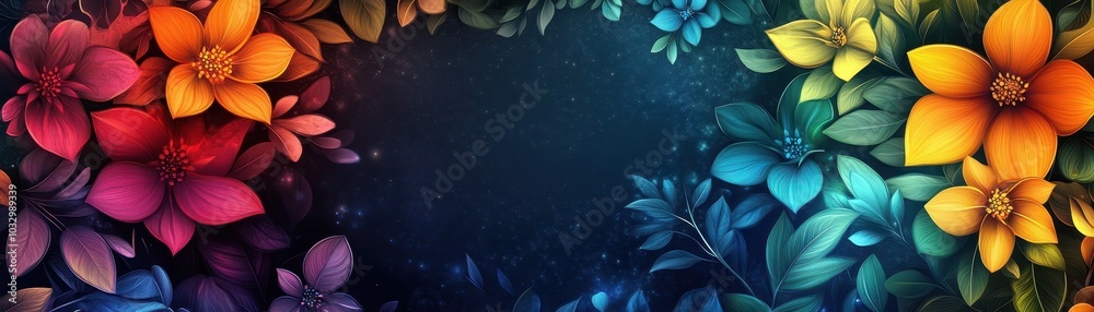 Vibrant Floral Arrangement with Starry Night Background