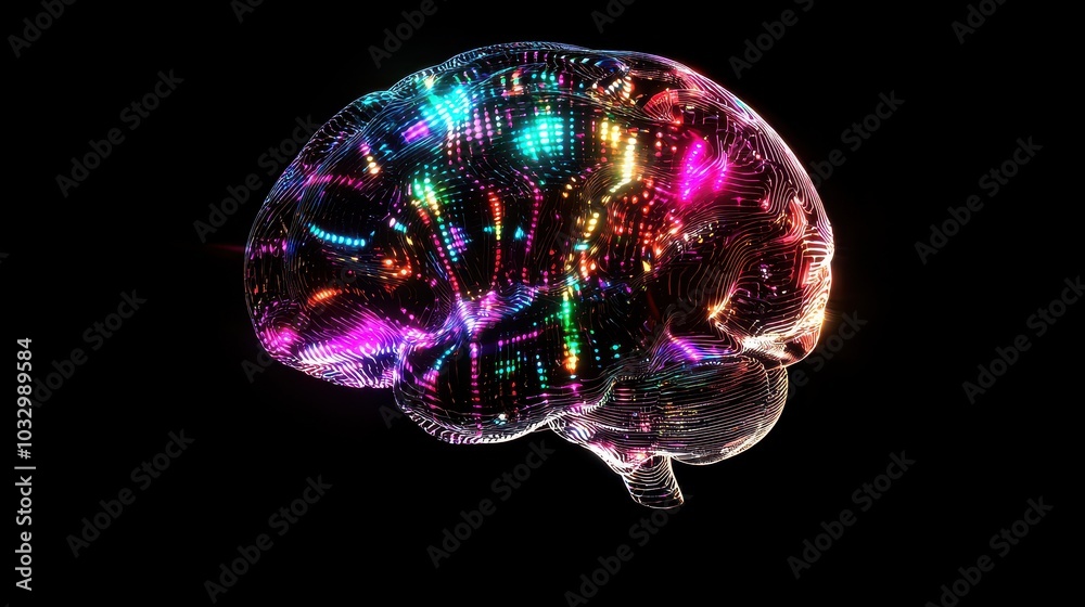 Colorful Holographic Brain with Spinning Effect Colorful Holographic Brain with Spinning Effect