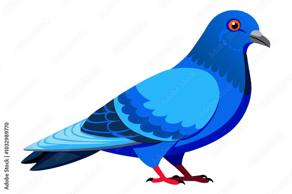 Cute blue rock pigeon side view picture vector art illustration Cute blue rock pigeon side view picture vector art illustration