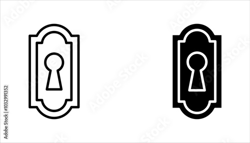 keyhole icon, door lock, Security, protection line and editable stroke, flat icon set isolated on white background.
