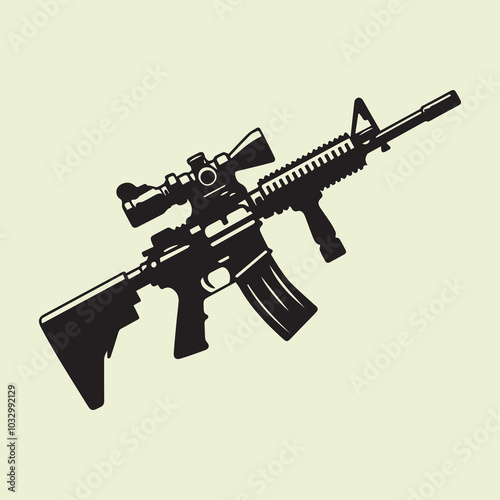 Rifle logo vector, Rifle silhouette vector black and white