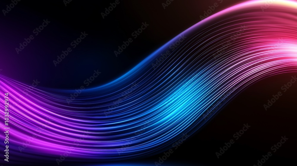 custom made wallpaper toronto digitalA vibrant wave of light in blue and pink hues, creating a visually dynamic and abstract representation against a dark background.