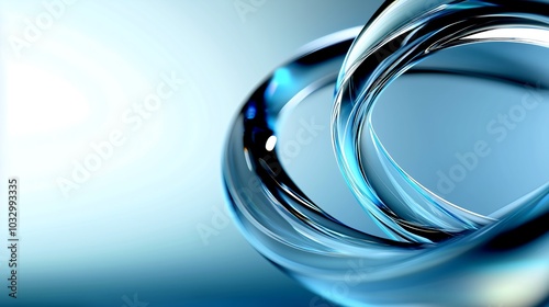Abstract image featuring intertwined glass loops against a soft blue background, emphasizing clarity and fluidity.