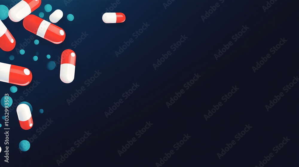 Floating Pills Against Deep Blue Abstract Backdrop Floating Pills Against Deep Blue Abstract Backdrop