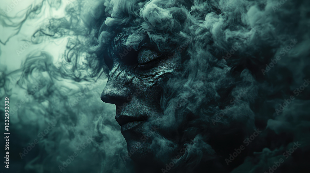 This devil figure is crafted from curling smoke, exuding a shadowy presence that conveys a menacing aura, its elusive form embodying mystery and a haunting sense of the unknown. This devil figure is crafted from curling smoke, exuding a shadowy presence that conveys a menacing aura, its elusive form embodying mystery and a haunting sense of the unknown.