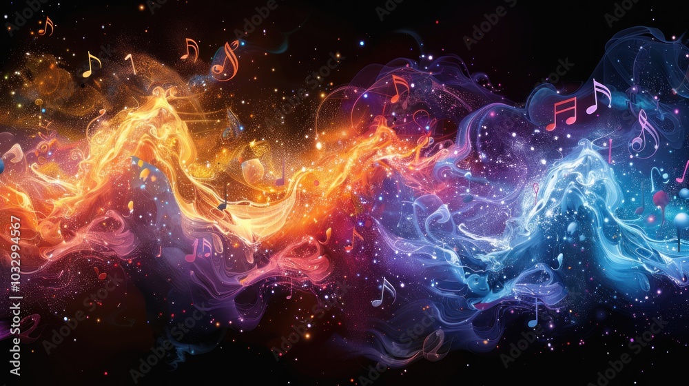Fototapeta premium Abstract Music in a Cosmic Galaxy