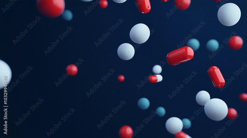 Floating Pills Against Deep Blue Abstract Backdrop Floating Pills Against Deep Blue Abstract Backdrop